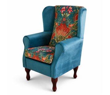 Clearance Standard Wingback Chair in Teal Babooshka & Monaco Fabrics