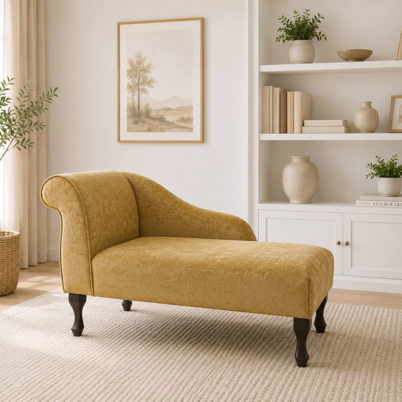 Clearance 41" Chaise Longue in Pimlico Corn Fabric