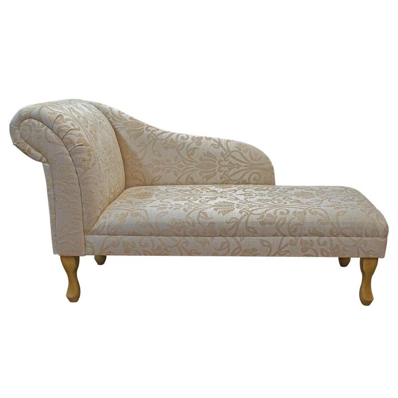 Clearance Medium Chaise Longue in a Medallion Gold Fabric  | Beaumont