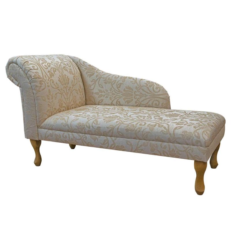 Clearance Medium Chaise Longue in a Medallion Gold Fabric  | Beaumont