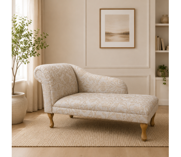 Clearance 52" Medium Chaise Longue in Woburn Medallion Gold Fabric