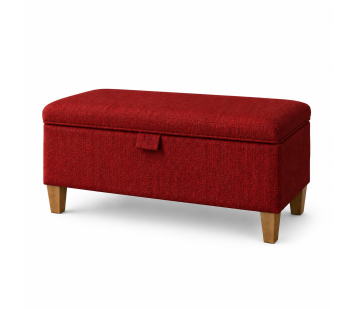 Clearance Storage Bench Stool in Scenario Chilli Herringbone Chenille Fabrics