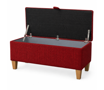 Clearance Storage Bench Stool in Scenario Chilli Herringbone Chenille Fabrics
