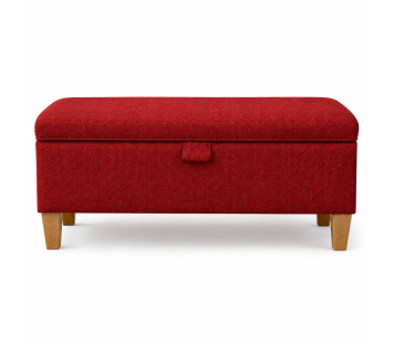 Clearance Storage Bench Stool in Scenario Chilli Herringbone Chenille Fabrics