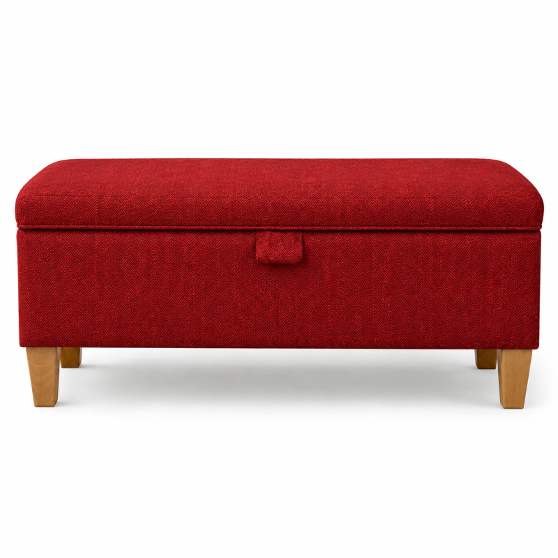 Clearance Storage Stool in Scenario Chilli Herringbone Chenille Fabrics