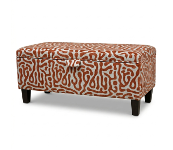 Clearance Storage Bench Stool in Rosso Fluid Orange Fabric