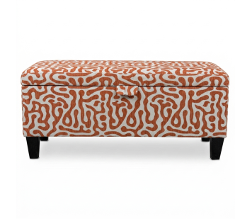 Clearance Storage Bench Stool in Rosso Fluid Orange Fabric