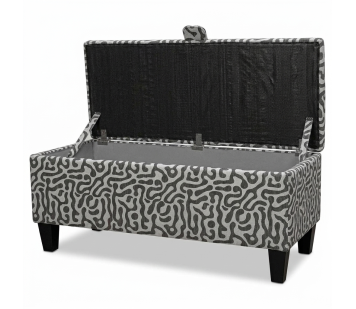 Clearance Storage Bench Stool in Rosso Fluid Grey Fabric