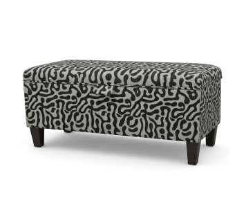 Clearance Storage Bench Stool in Rosso Fluid Grey Fabric