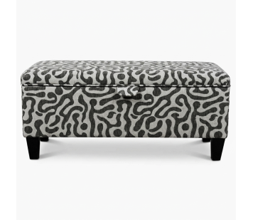 Clearance Storage Bench Stool in Rosso Fluid Grey Fabric