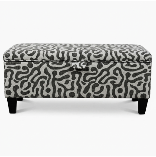 Clearance Storage Bench Stool in Rosso Fluid Grey Fabric