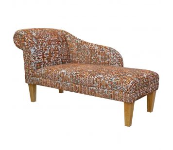 Clearance 52" Medium Chaise Longue in Lusaka Damask Motif Fabric