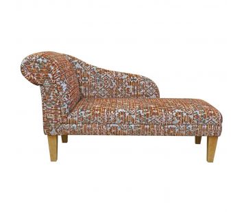 Clearance 52" Medium Chaise Longue in Lusaka Damask Motif Fabric