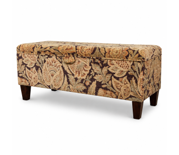 Clearance Storage Bench Stool in Chenille Floral Pattern Fabric
