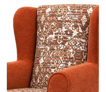 Clearance Standard Wingback Chair in a Combination of Orange Lusaka & Celadon Fabrics