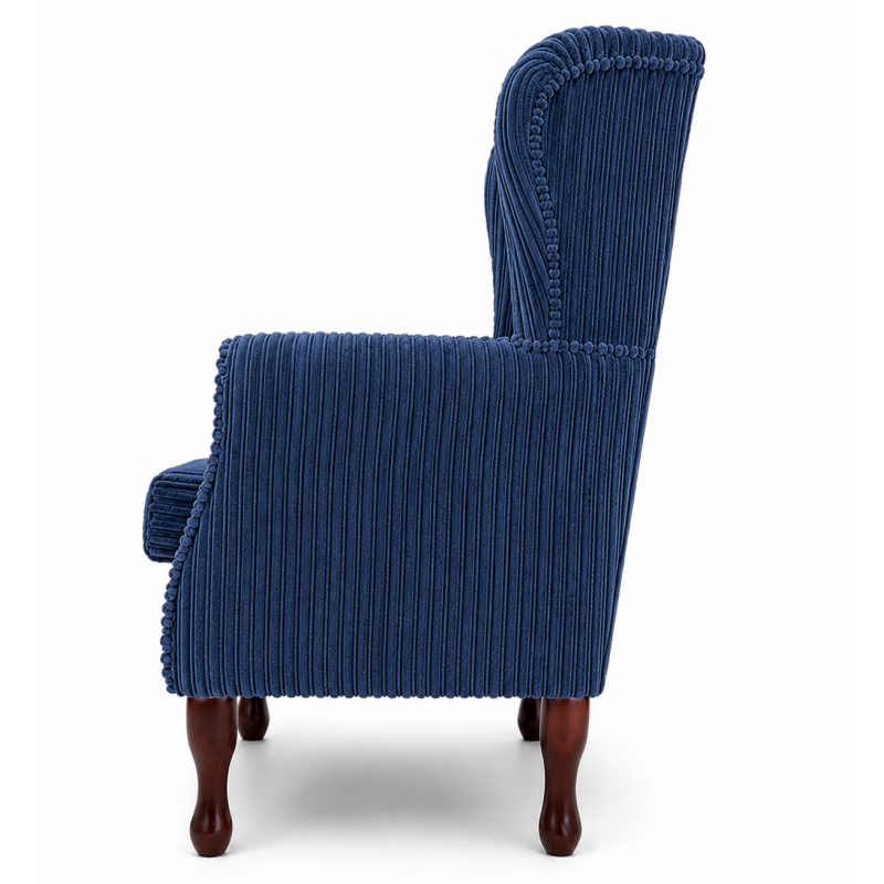 Clearance Standard Wingback Westoe Chair in Navy Jumbo Cord
