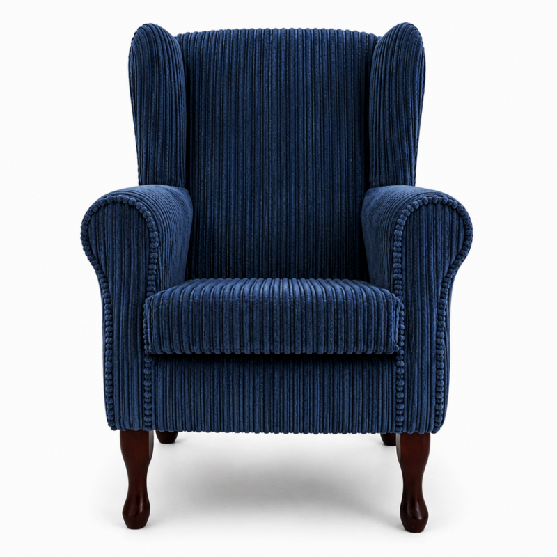 Clearance Standard Wingback Westoe Chair in Navy Jumbo Cord