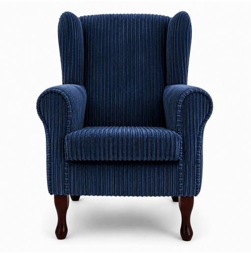 Clearance Standard Wingback Westoe Chair in Navy Jumbo Cord