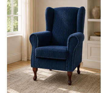 Clearance Standard Wingback Westoe Chair in Navy Jumbo Cord