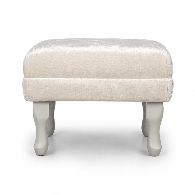 Small Footstool in a Celina Coconut Distressed Chenille Fabric