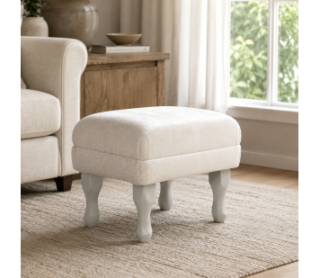 Small Footstool in a Celina Coconut Distressed Chenille Fabric