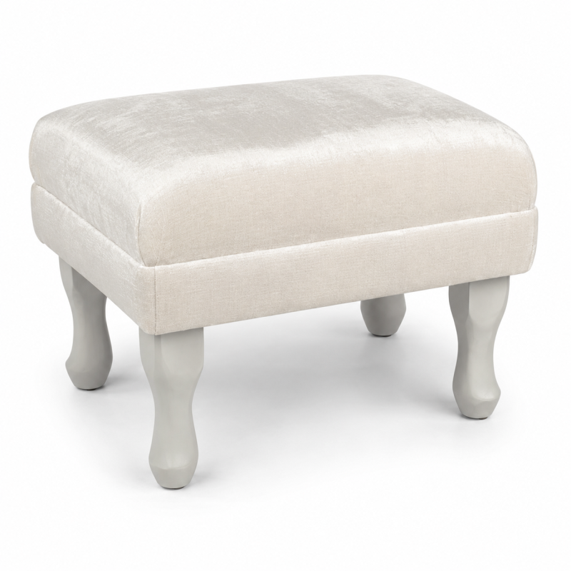 Small Footstool in a Celina Coconut Distressed Chenille Fabric