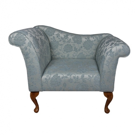Designer Chaise Chair in a Floral Blue Fabric - 17071