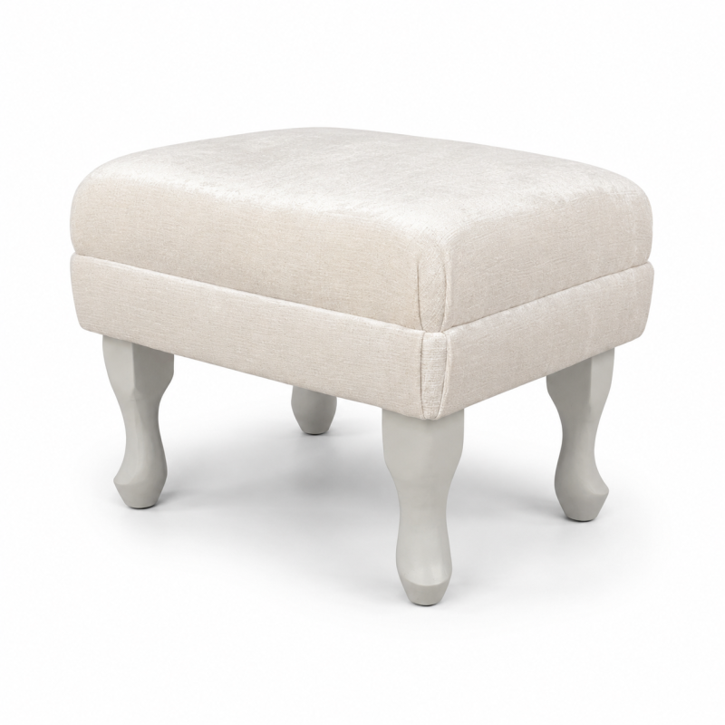 Small Footstool in a Celina Coconut Distressed Chenille Fabric