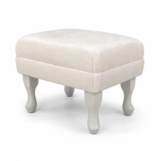 Small Footstool in a Celina Coconut Distressed Chenille Fabric