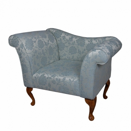 Designer Chaise Chair in a Floral Blue Fabric - 17071