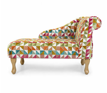 LUXE Mini Chaise Longue in Venezia Multi Geometric Fabric