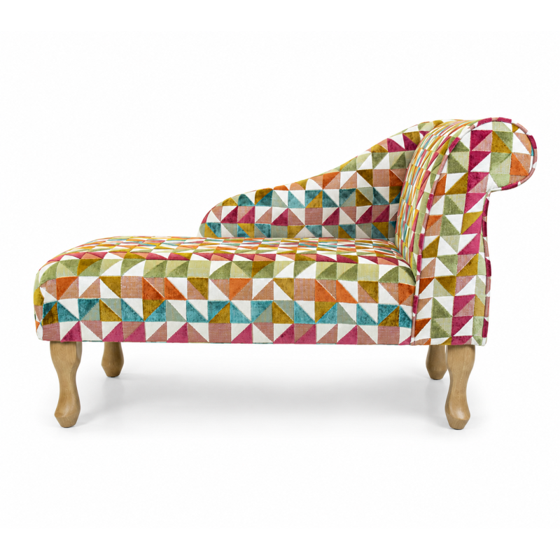 LUXE Mini Chaise Longue in Venezia Multi Geometric Fabric LUXE Mini Chaise Longue in Venezia Multi Geometric Fabric