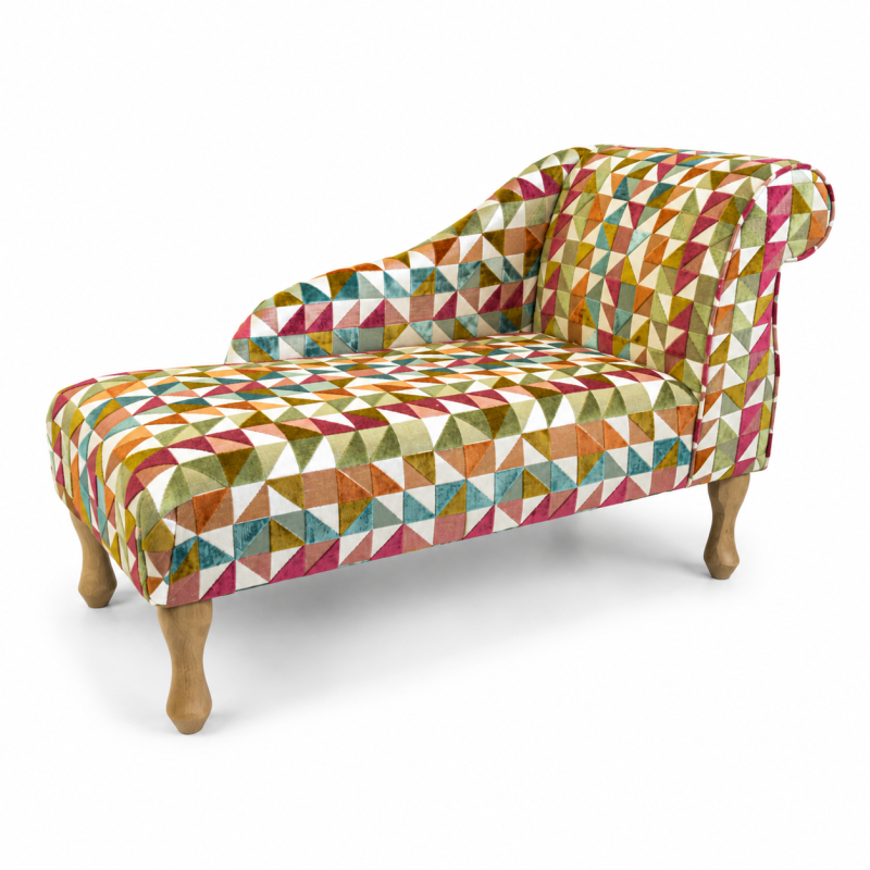 LUXE Mini Chaise Longue in Venezia Multi Geometric Fabric LUXE Mini Chaise Longue in Venezia Multi Geometric Fabric
