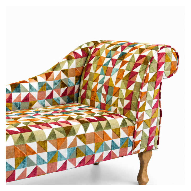 LUXE Mini Chaise Longue in Venezia Multi Geometric Fabric LUXE Mini Chaise Longue in Venezia Multi Geometric Fabric
