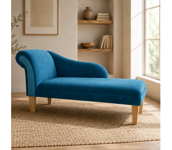 Medium Chaise Longue in a Destino Teal Easyclean Velvet
