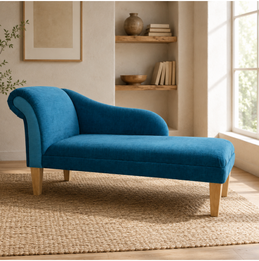 Medium Chaise Longue in a Destino Teal Easyclean Velvet
