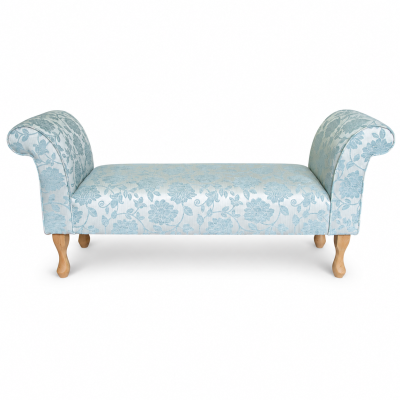 Medium Window Seat Settle in Woburn Floral Blue Fabric Medium Window Seat Settle in Woburn Floral Blue Fabric