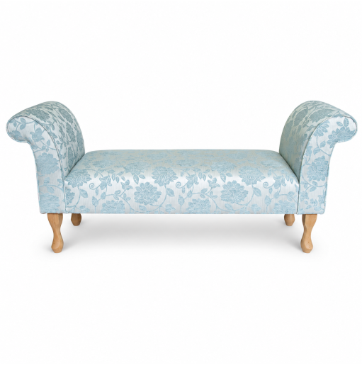 Medium Window Seat Settle in Woburn Floral Blue Fabric