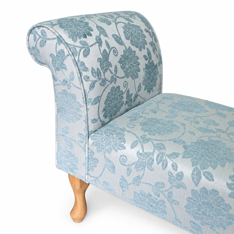 Medium Window Seat Settle in Woburn Floral Blue Fabric Medium Window Seat Settle in Woburn Floral Blue Fabric