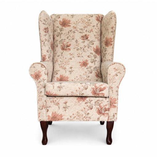 Large High Back Chair in Camden Floral Pearl Fabric