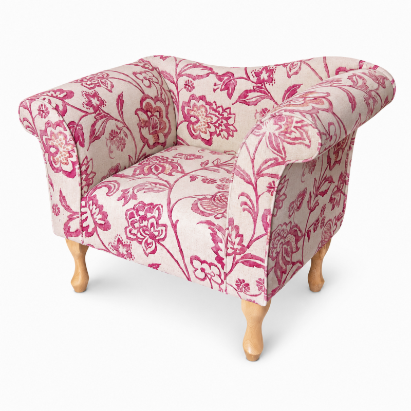 Designer Chaise Chair in Giardino Pink Floral Fabric Designer Chaise Chair in Giardino Pink Floral Fabric