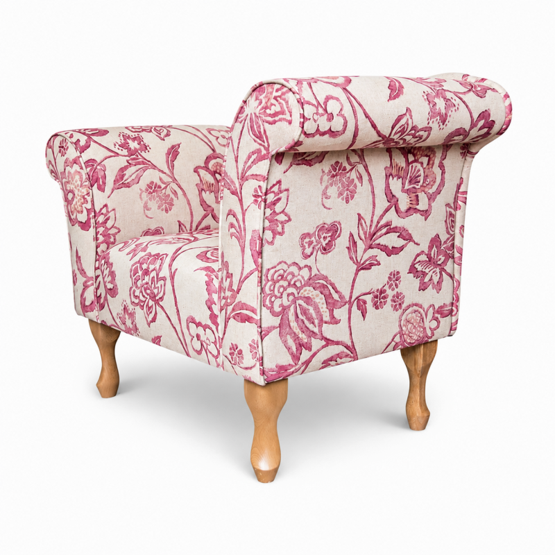 Designer Chaise Chair in Giardino Pink Floral Fabric Designer Chaise Chair in Giardino Pink Floral Fabric