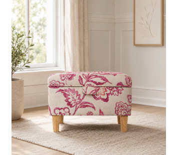Storage Footstool in Giardino Pink Floral Fabric