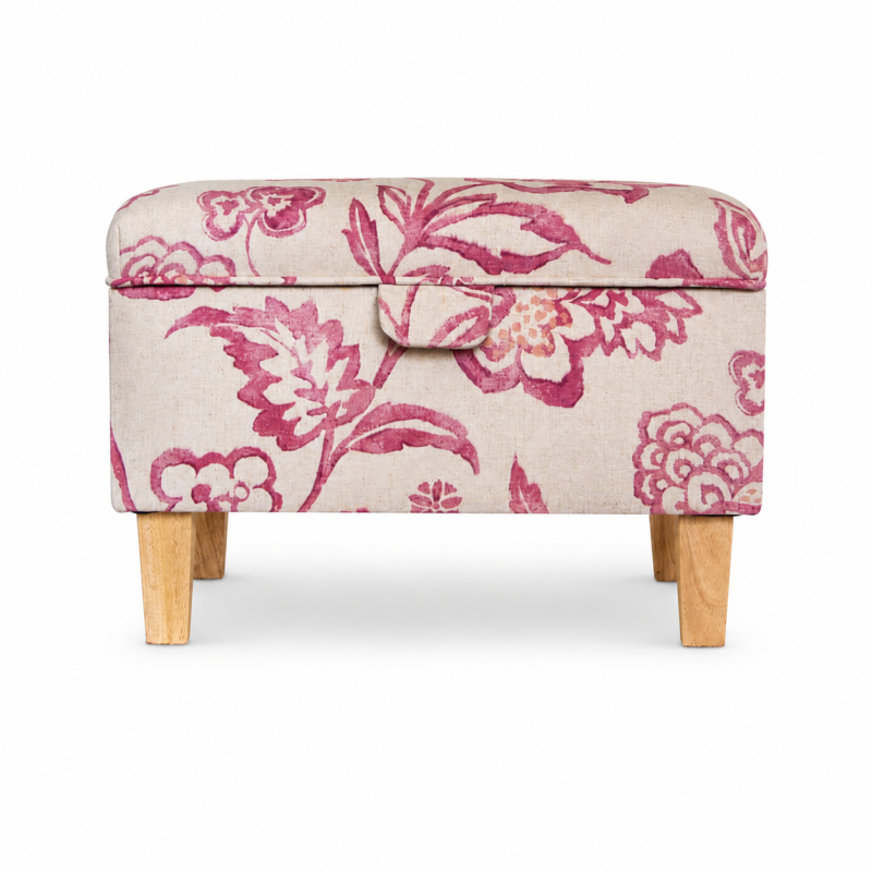 Storage Footstool in Giardino Pink Floral Fabric