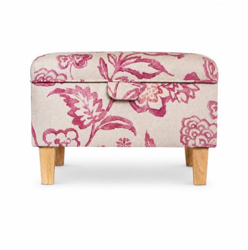 Storage Footstool in Giardino Pink Floral Fabric