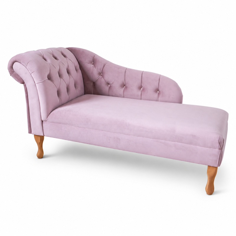 Medium Buttoned Chaise Longue in Cambio Heather Velvet Medium Buttoned Chaise Longue in Cambio Heather Velvet