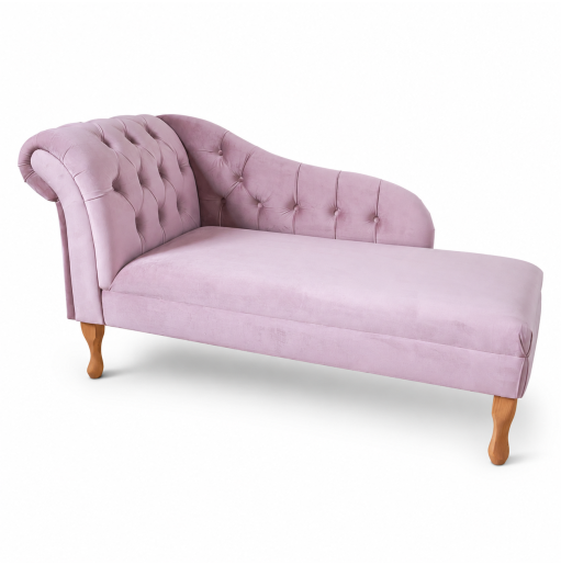Medium Buttoned Chaise Longue in Cambio Heather Velvet