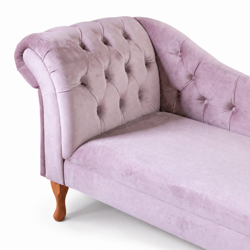Medium Buttoned Chaise Longue in Cambio Heather Velvet Medium Buttoned Chaise Longue in Cambio Heather Velvet