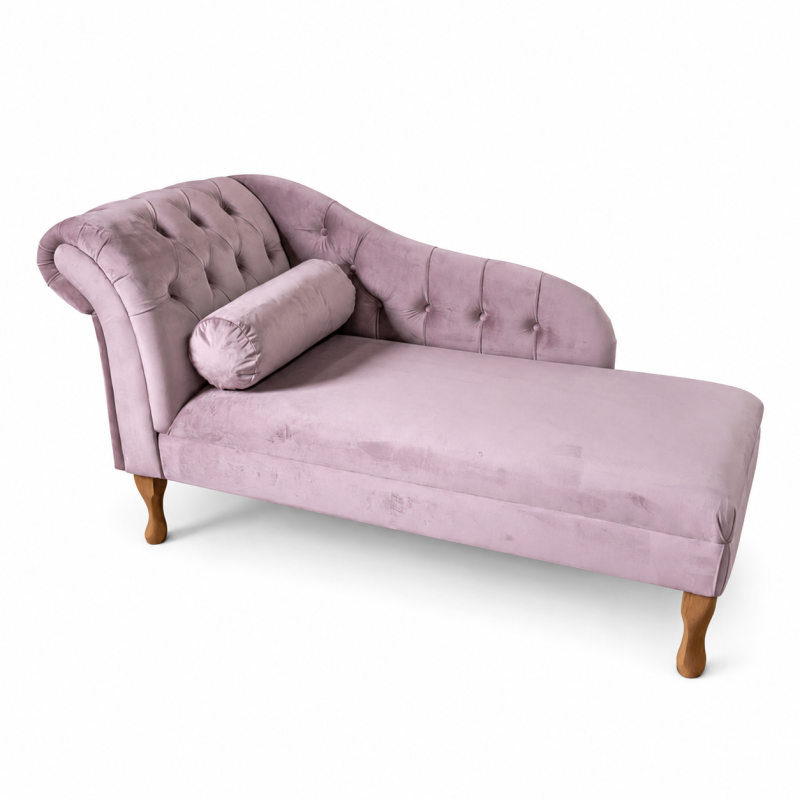 Medium Buttoned Chaise Longue in Cambio Heather Velvet Medium Buttoned Chaise Longue in Cambio Heather Velvet