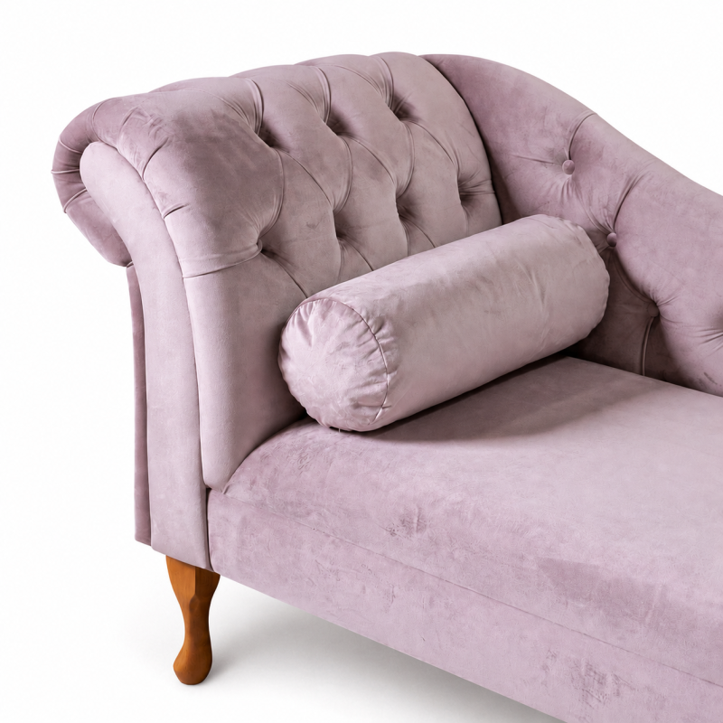 Medium Buttoned Chaise Longue in Cambio Heather Velvet Medium Buttoned Chaise Longue in Cambio Heather Velvet
